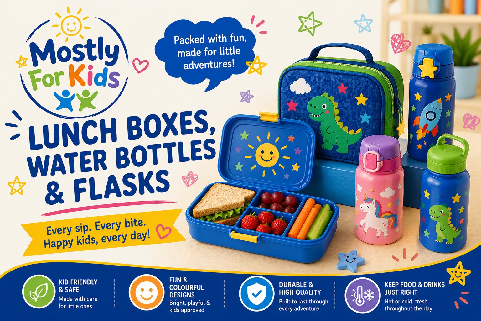 Lunch Boxes, Water Bottles and Flasks