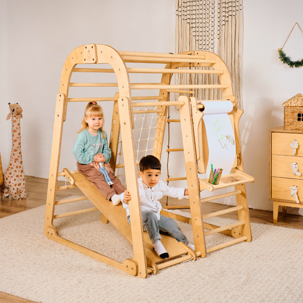 7in1 Indoor Playground for Toddlers: Playground + Swings Set + Slide Board + Art Set
