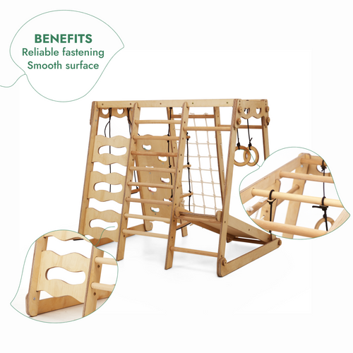 6in1 Indoor Playground for Toddlers - Playground + Swings Set + Slide Board + Rope + Stairs